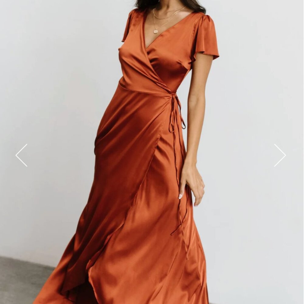 Baltic Born Krystal Satin Wrap Gown